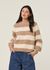 Pull à rayures en laine bio | beige "kaagi stripes - camel melange" - Armedangels