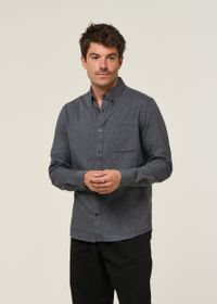 Chemise en coton bio | gris "regular fit melangé flannel shirt dark grey melange"