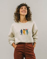 Sweat ecru brodé en coton biologique - bodies rounded sweatshirt ecru