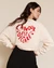 Sweat brodé en coton bio | crème "sweat l'amour est déclaré  crème rouge"