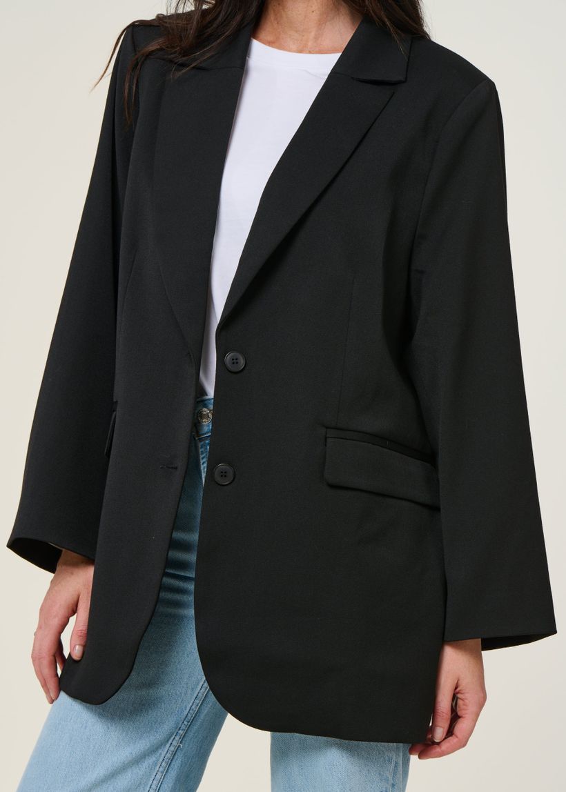 Blazer noir en recyclé et tencel - durance black - Jan'n June