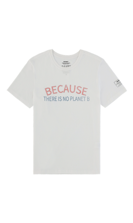 T-shirt blanc à imprimés en coton bio et coton recyclé - varennalf