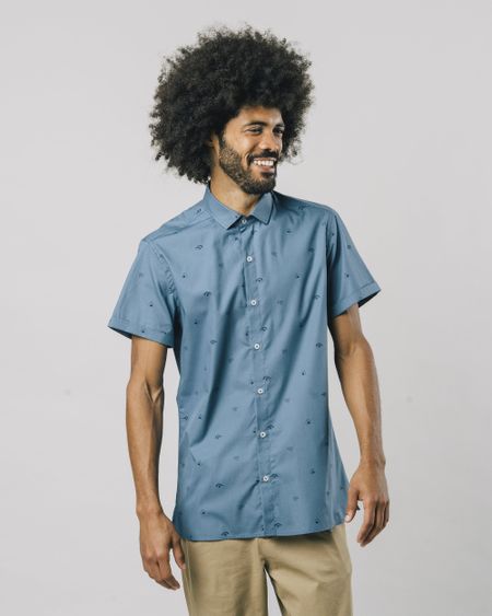 Chemisette bleue avec imprimé en coton bio - nigiri