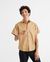Chemisette camel en chanvre, coton bio et tencel