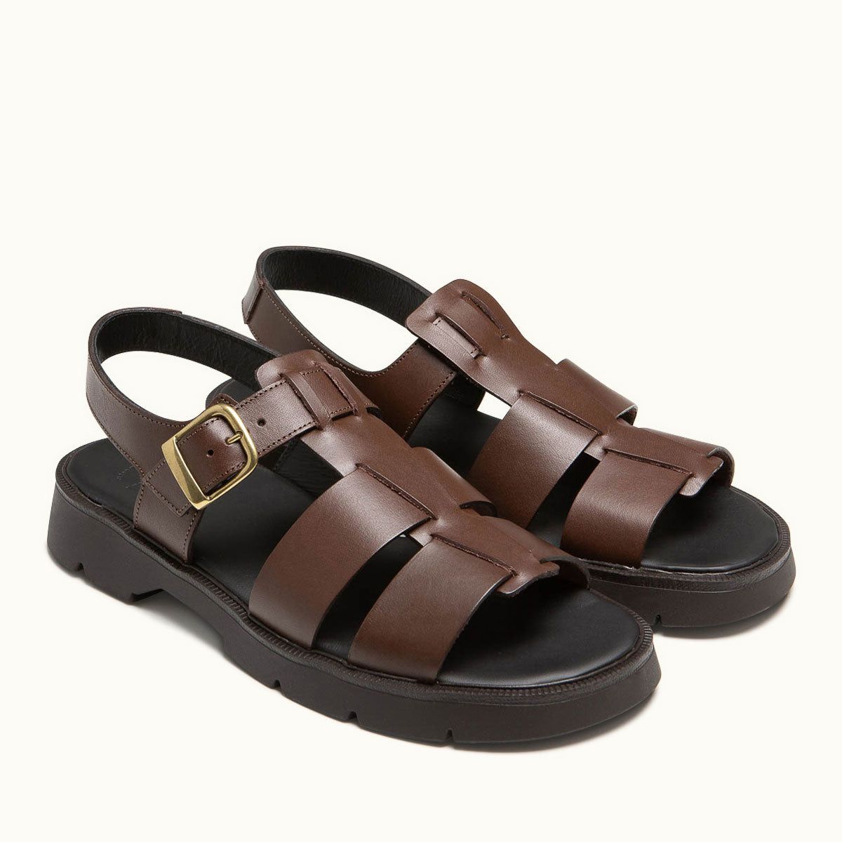 Sandales made in france en cuir tannage végétal certifié marron