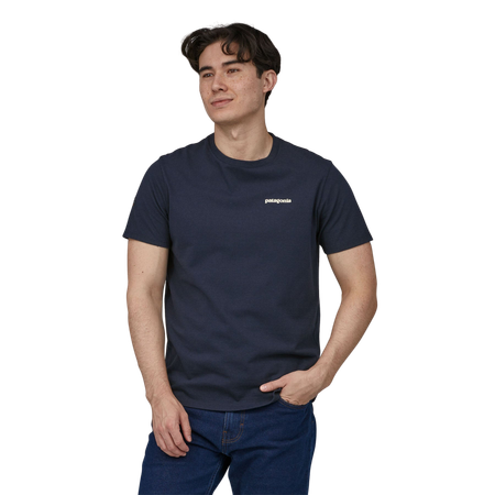 T-shirt marine en coton bio et matière recyclée - fitz roy icon responsibili-tee new navy