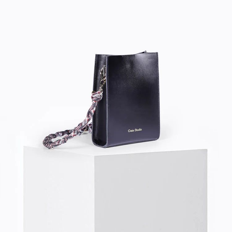 Sac à bandoulière en cuir certifié noir 