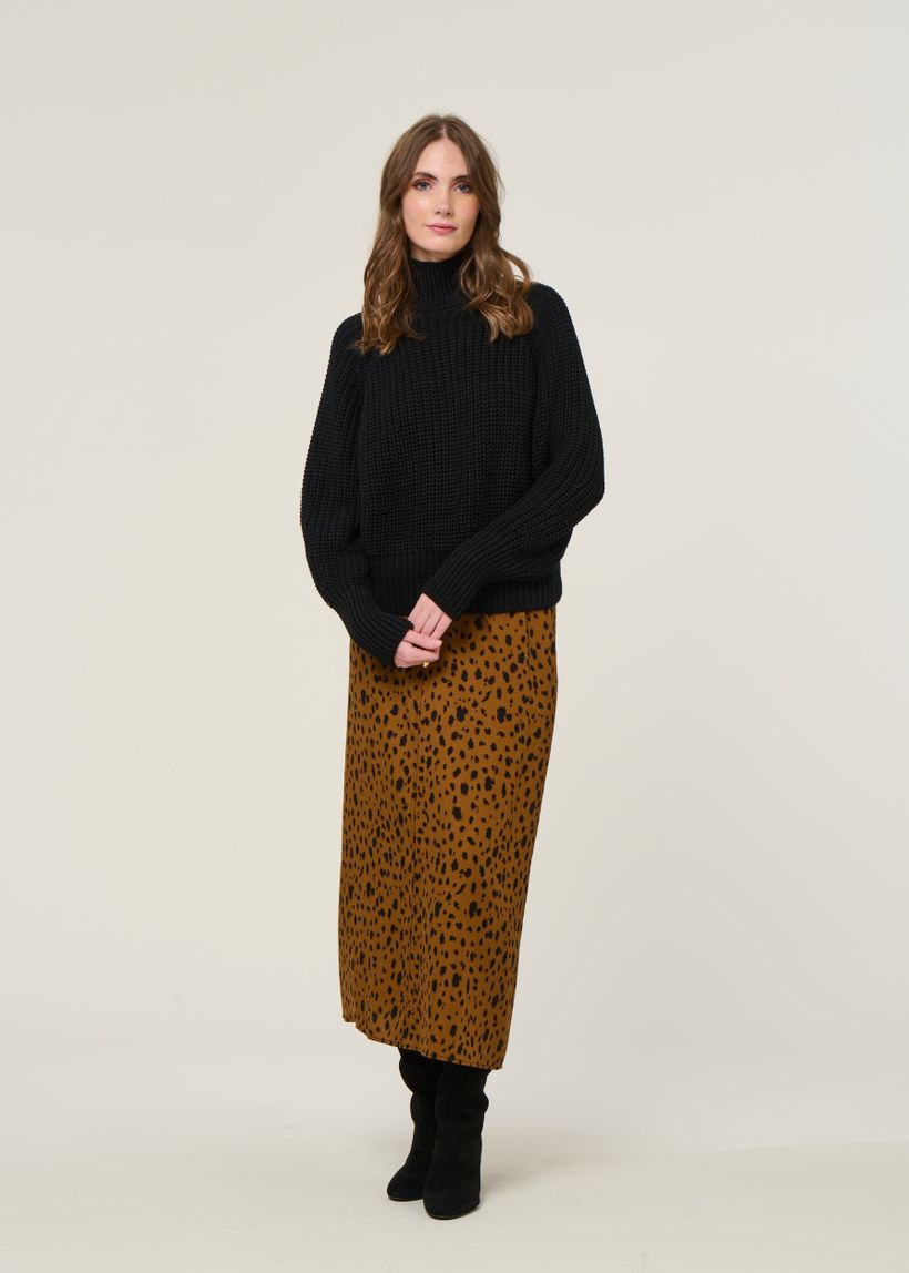 Jupe longue en tencel | "wolaaria leopaa - dark camel" - Armedangels