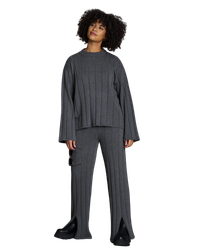 Pull ample en maille de coton bio | gris foncé "tica dark grey"