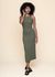 Robe longue en coton bio | vert "rib dress motala leaf green - four leaf clover"