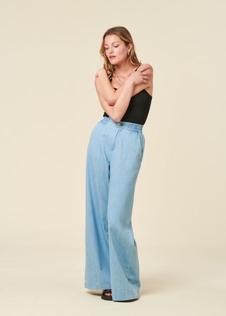 Pantalon en lin | bleu "lilian - alabama super light"