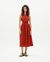 Robe midi en coton bio | rouge "orangered cuadrito kin dress" - Thinking Mu