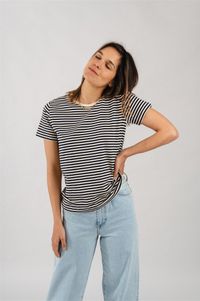 T-shirt rayé marine en coton bio - navy stripe