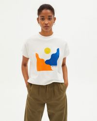 T-shirt blanc imprimé en coton bio - mediterraneo t-shirt snow white