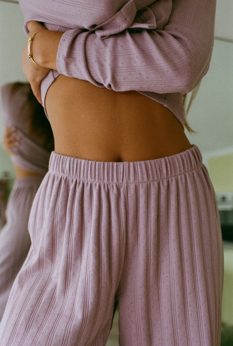 Pantalon de pyjama en coton bio |  mauve "maud" - Nénés Paris