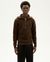 Pull col zippé en laine certifiée | marron "brown helio knitted sweater" - Thinking Mu