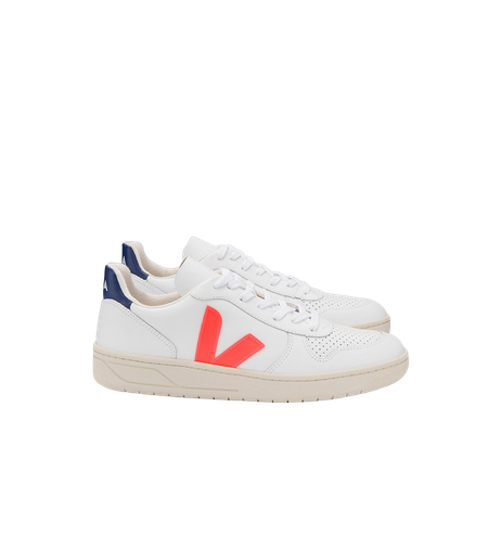 Baskets v-10 leather extra white orange cobalt