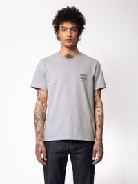 T-shirt gris en coton bio - roy logo tee greymelange