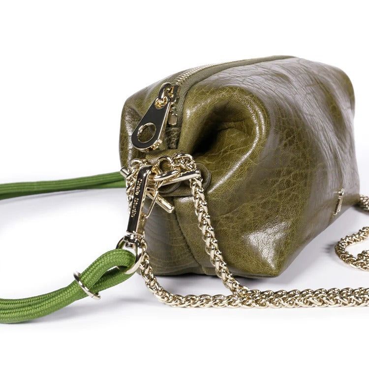 Sac à main cuir tannage végétal | vert "nuage - bubble olive" - Craie Studio