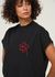 T-shirt brodé en coton bio | noir "flower cord black volta tee - black" - Thinking Mu