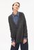 Pull maille col v gris en laine et coton bio - loisaa mid grey melange