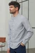 Chemise col officier en coton bio | rayée bleue "nathan eco oxford striped navy" - About Companions