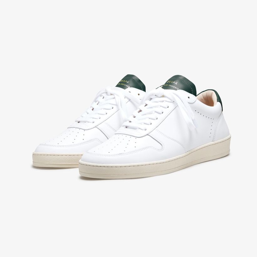 Baskets en cuir certifié | blanc "zsp23 apla nappa white - dark green" - Zespa