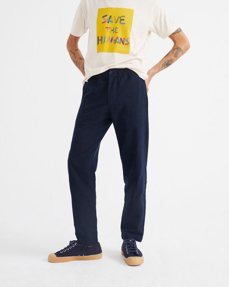 Pantalon bleu marine en coton bio - travel
