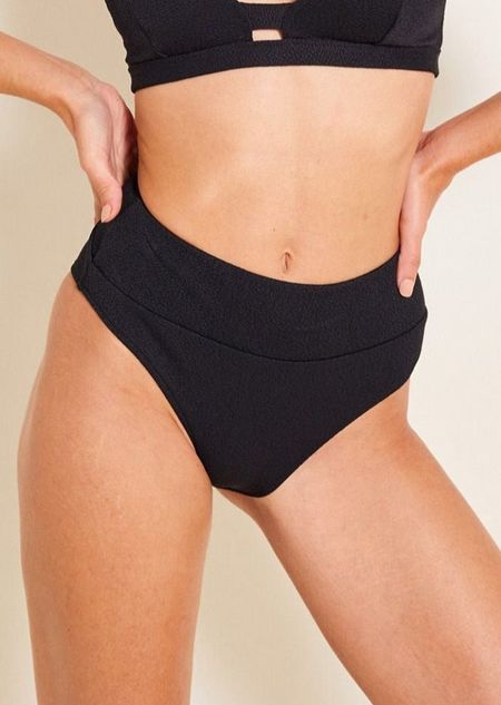 Bas de maillot taille haute en matière recyclée | noir "jane noir"