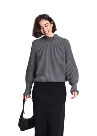 Pull maille oversize en coton bio | gris "ola dark grey"