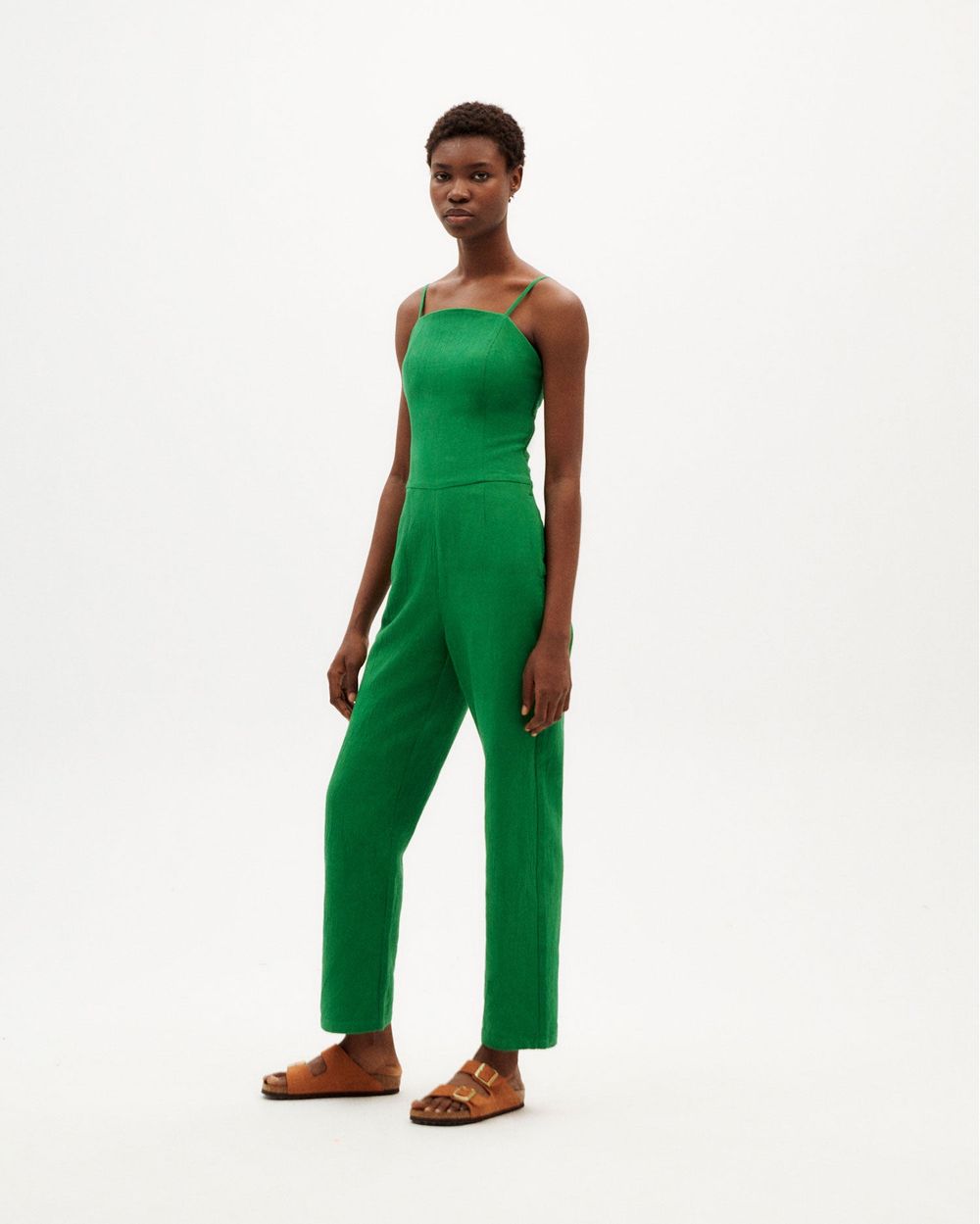 Combinaison verte en coton bio - clover green mona jumpsuit femme