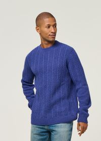 Pull torsadé en laine recyclée | bleu "joannis - abyss"