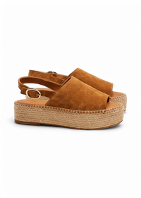 Espadrilles plateforme en cuir certifié | marron "espadrilles maya - suède ambre"