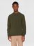 Pull en maille vert forêt en laine bio - basic o-neck knit forrest night