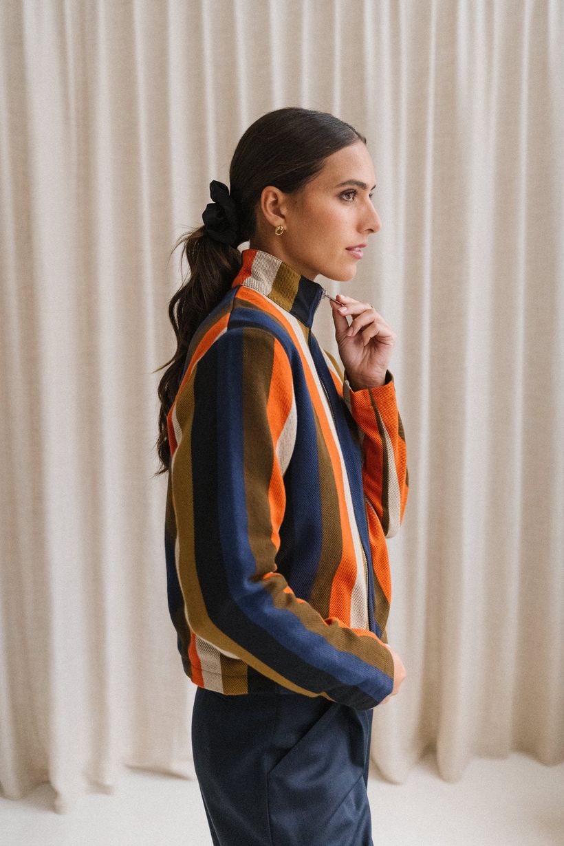 Veste en coton bio | rayée "burnley blanket ceci jacket - multicolor" - Thinking Mu