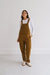 Salopette velours en coton bio | camel "light oak corduroy luz jumpsuit - brown"