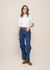 Pantalon droit large worker en coton bio | bleu "wendy herringbone denim pants blue" - Nudie Jeans