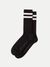 Chaussettes hautes à bandes blanches en coton bio | noir "amundsson sport socks black" - Nudie Jeans