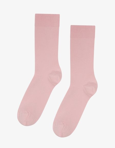 Chaussettes hautes rose pale en coton bio - faded pink