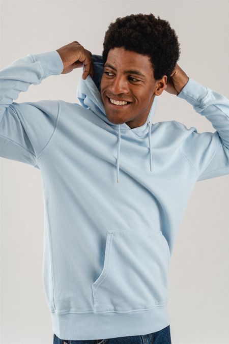 Sweat à capuche en coton bio | bleu "polar blue"