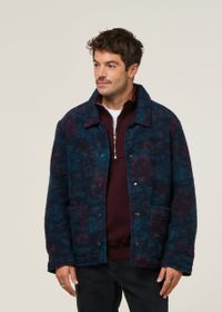 Veste en laine et coton bio | multicolore "button-down jacket wool-blend - dark watercolor"