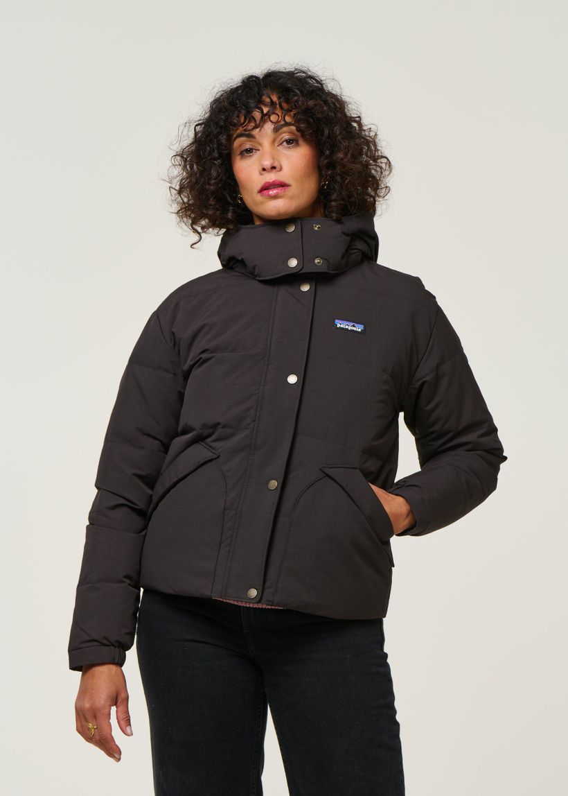 Doudoune à capuche amovible noire en recyclé - downdrift jkt black - Patagonia