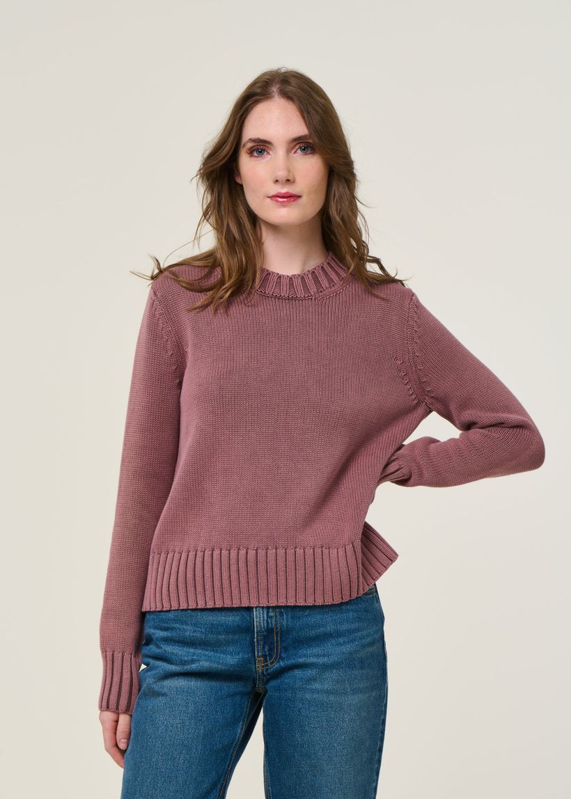 Pull en coton bio | rose "amaliaas gmt dye - dark berry" - Armedangels