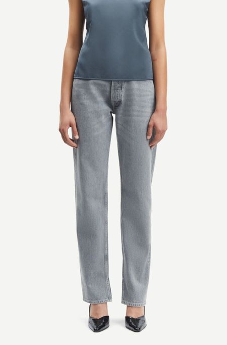 Jean droit en coton bio et recyclé | gris "susan jeans split mist" - Samsoe Samsoe