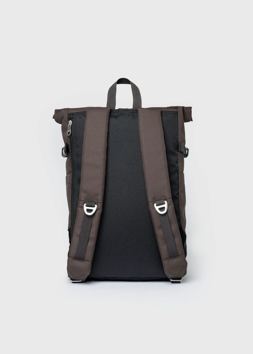 Sac à dos 23l en matière recyclée | marron "icon rolltop backpack m - brown with natural leather" - Sandqvist