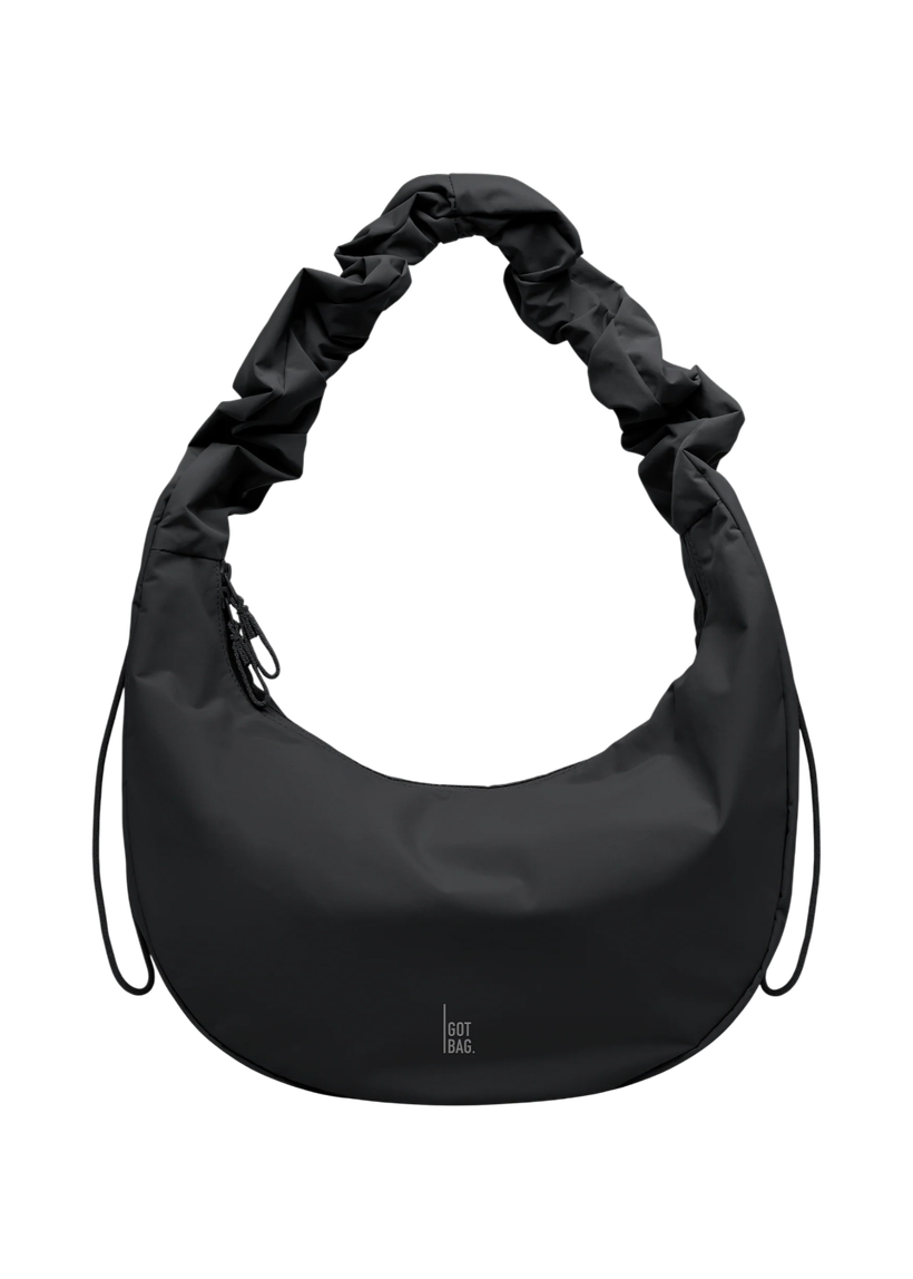 Sac bandoulière en matière recyclée | noir "moon bag ruffle black" - Got Bag