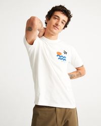 T-shirt imprimé blanc en coton bio - med