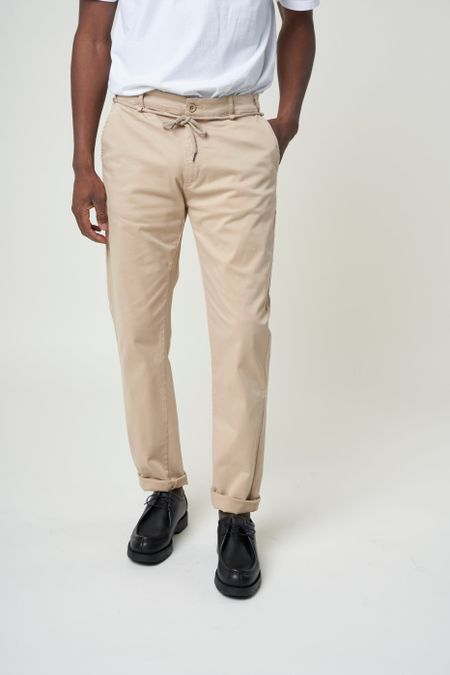 Pantalon droit beige en coton bio - sand tiago pant
