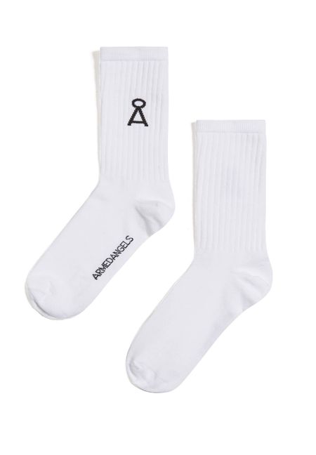 Chaussettes blanches en coton bio et polyamide recyclé - saamu white