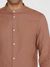 Chemise col mao en lin bio | marron "regular linen stand collar shirt chocolate malt" - Knowledge Cotton Apparel